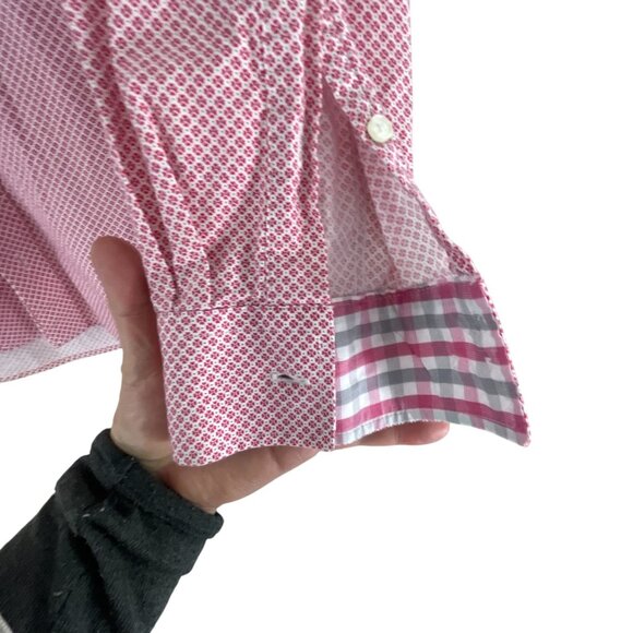 Nick Graham Mens Stretch Modern Fit Pink White Long Sleeve Button-Up Shirt Sz M - Picture 7 of 12